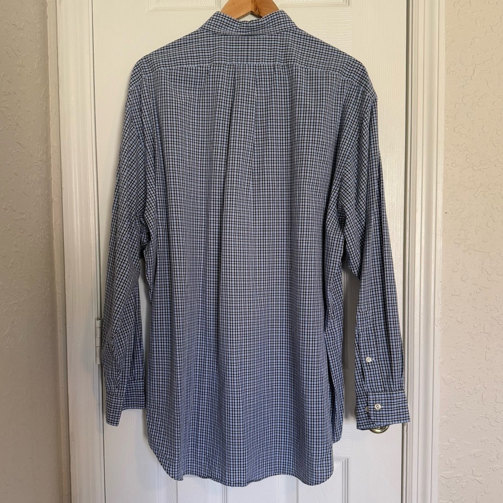 Ralph Lauren 100% Cotton Navy Plaid Button Down Shirt 17.5 - Picture 4 of 8